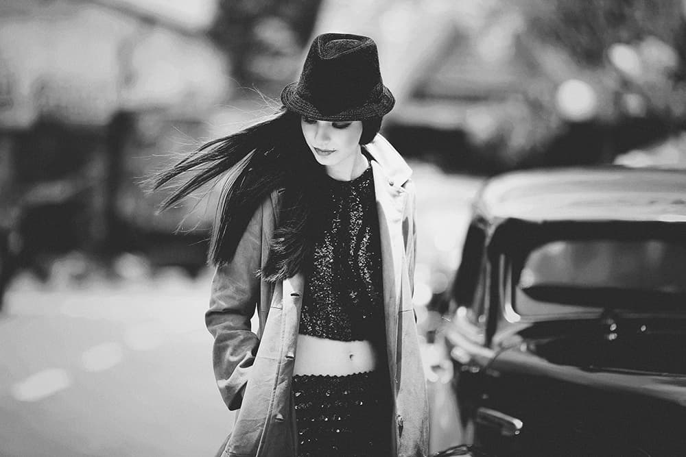 Elegant Woman Black Hat by Abr Abe — canvas wall art
