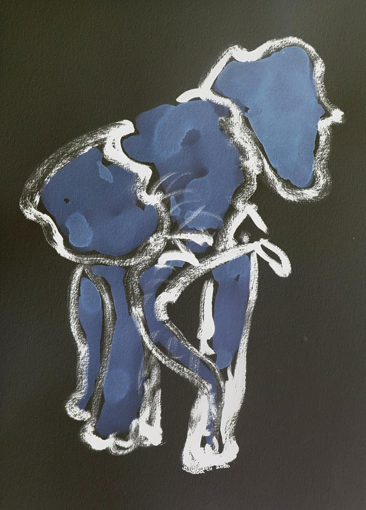 Abstract Blue Elephant by Santhosh ch — canvas wall art