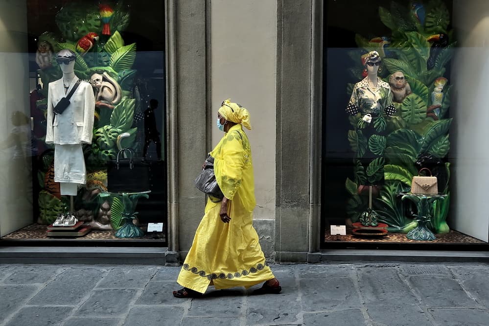 Yellow Dress Tropical Display by Francesco Martinelli — canvas wall art