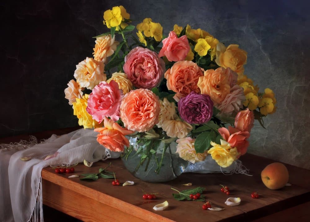 Colorful Rose Still Life by Tatyana Skorokhod — canvas wall art