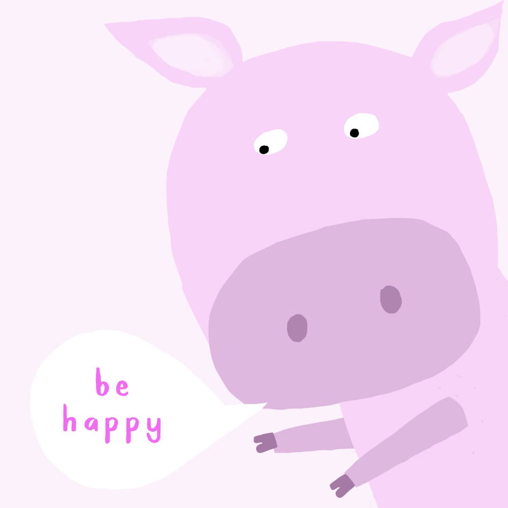 Be Happy Pink Pig by Carla Daly — canvas wall art