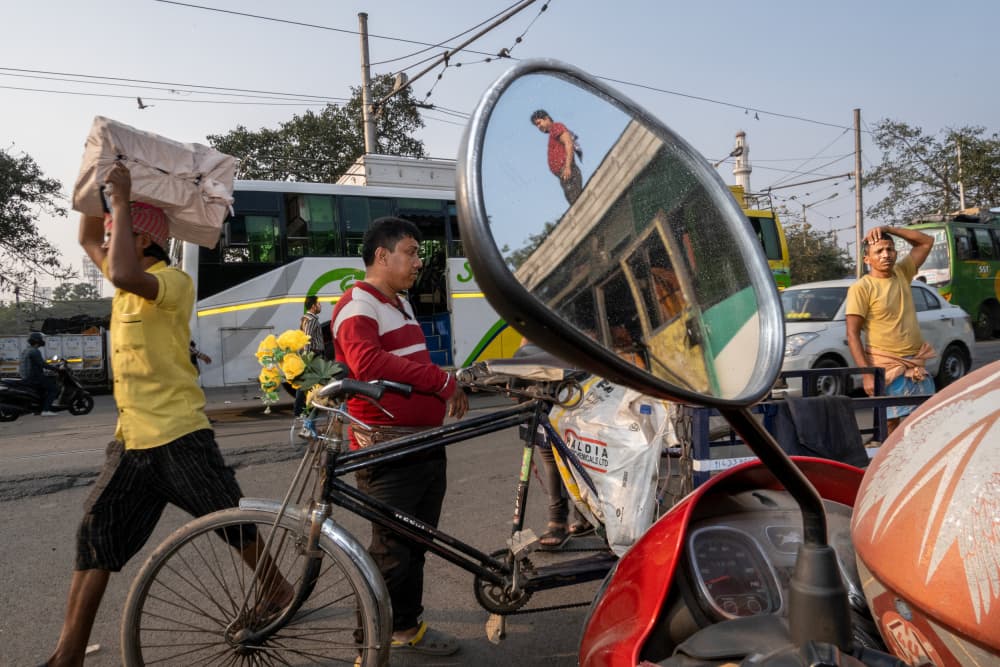 Street Life Mirror by Kuntal Biswas — canvas wall art