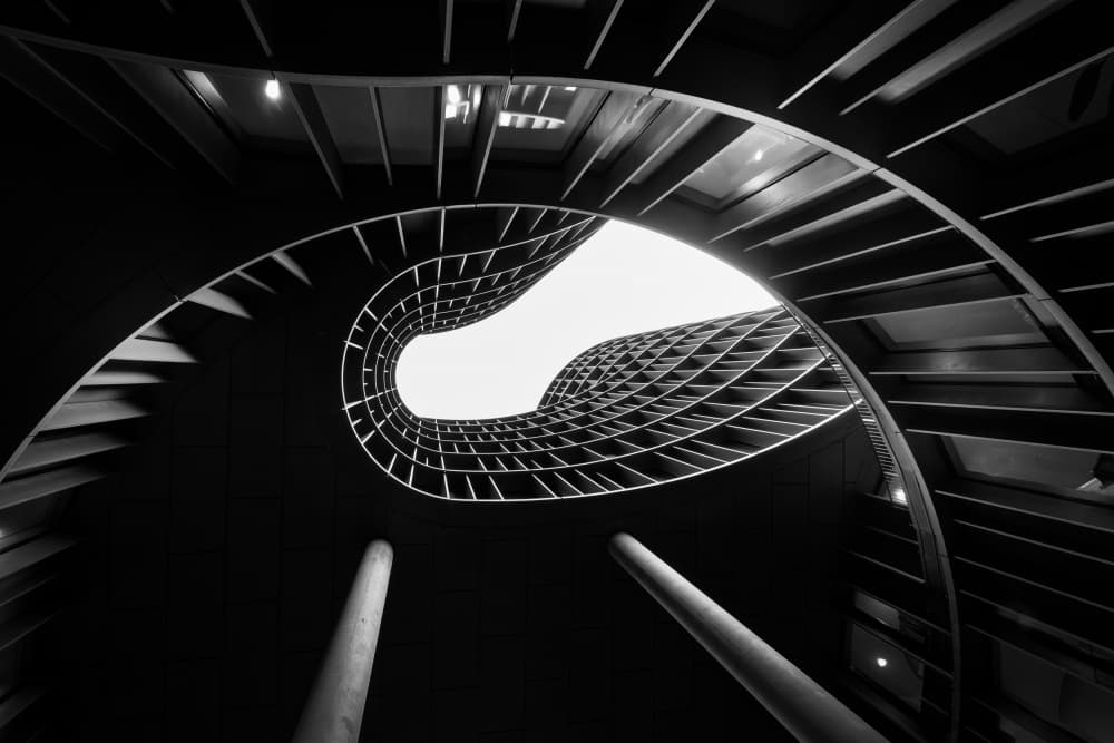 Upward Spiral Staircase by Adam Dauria ☂ — canvas wall art