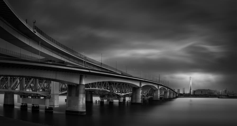 Dramatic City Bridge by Yoshihiko Wada — canvas wall art