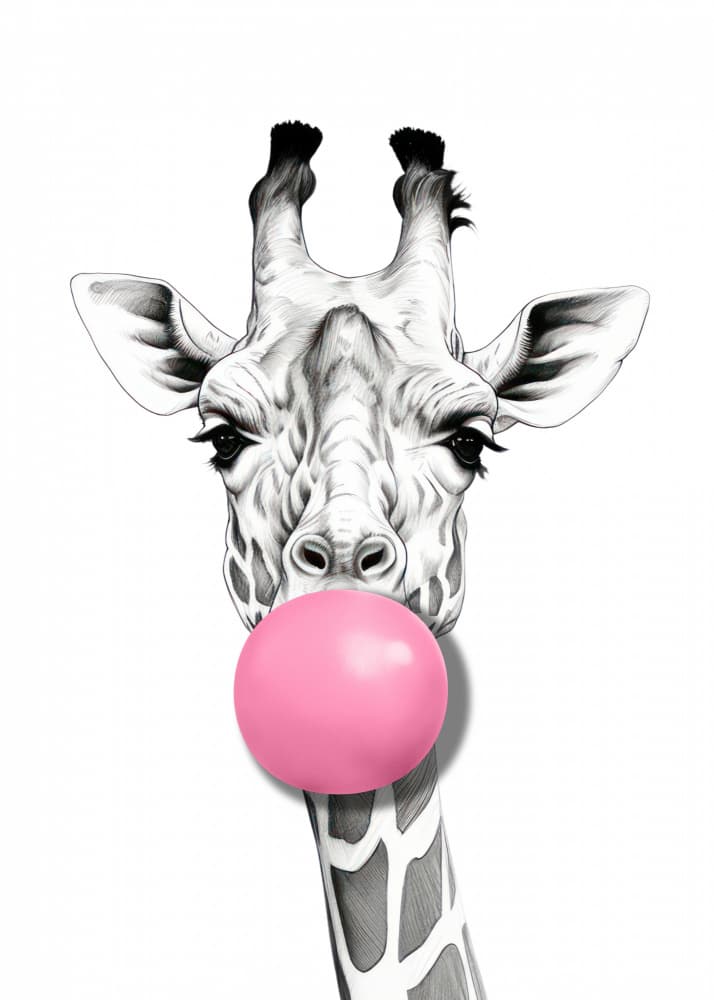 Bubble Gum Giraffe by Marja van den Hurk — canvas wall art