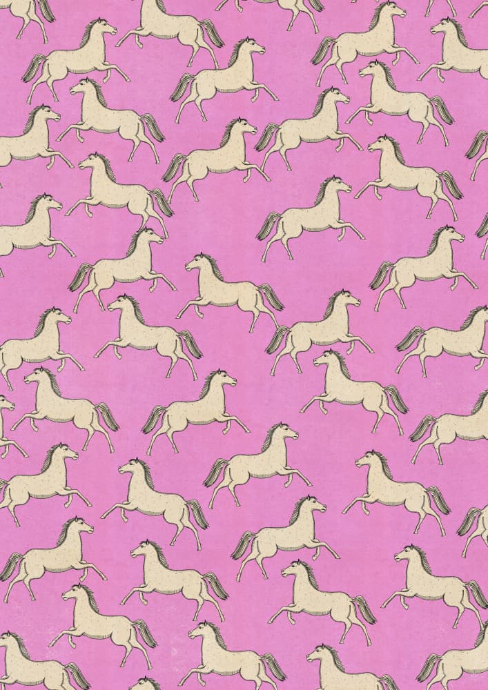 Pink Galloping Horses by Nicholas — canvas wall art