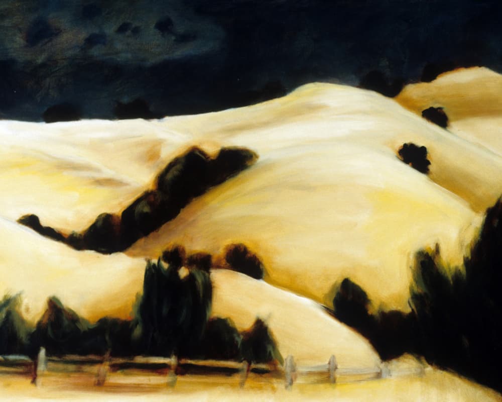Golden Hills Dramatic Sky by Claire Whitehead — canvas wall art