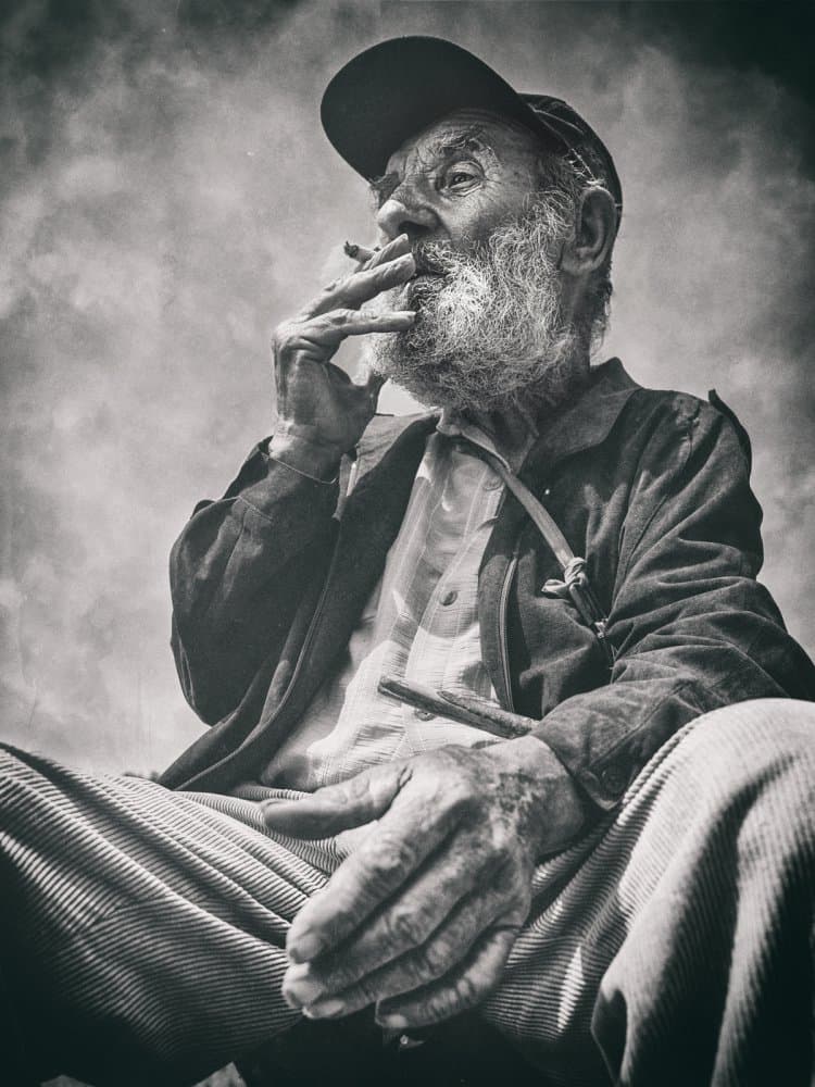 Old Man Smoking by Todor Tanev — canvas wall art