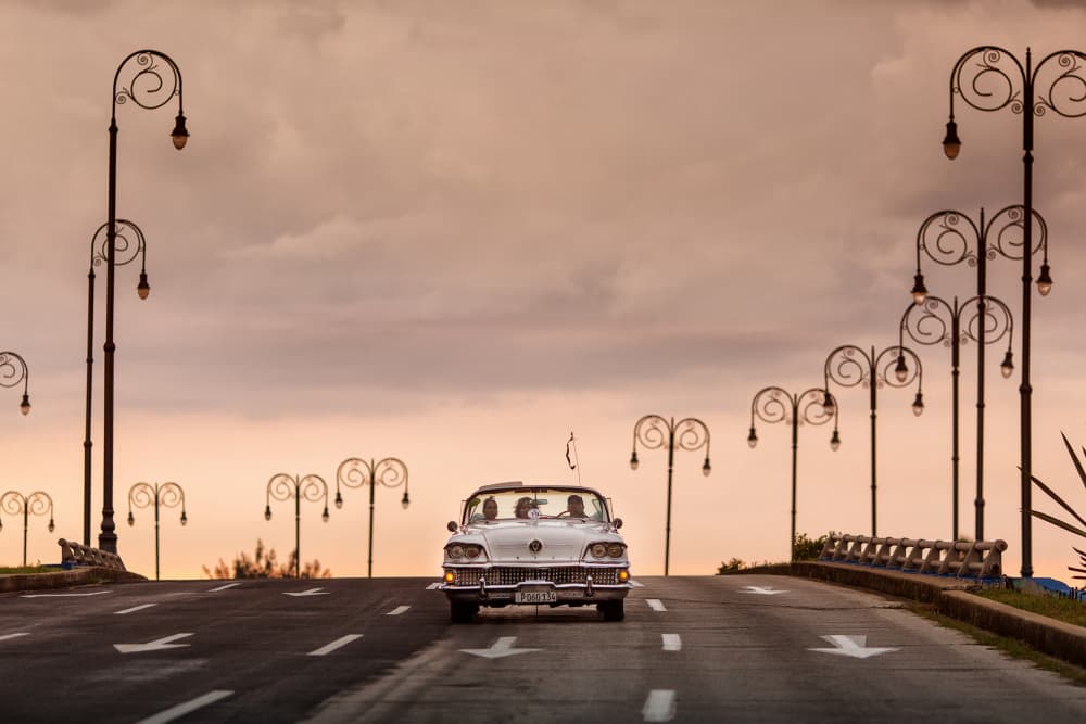 Cuban Classic Sunset Drive by Dan Mirica — canvas wall art