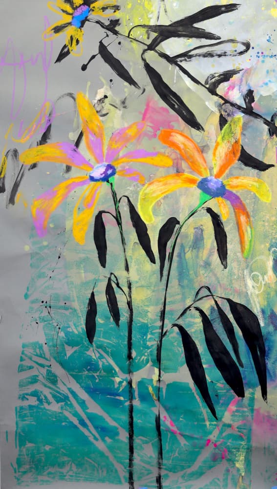 Vibrant Abstract Flowers by POOVI ART — canvas wall art