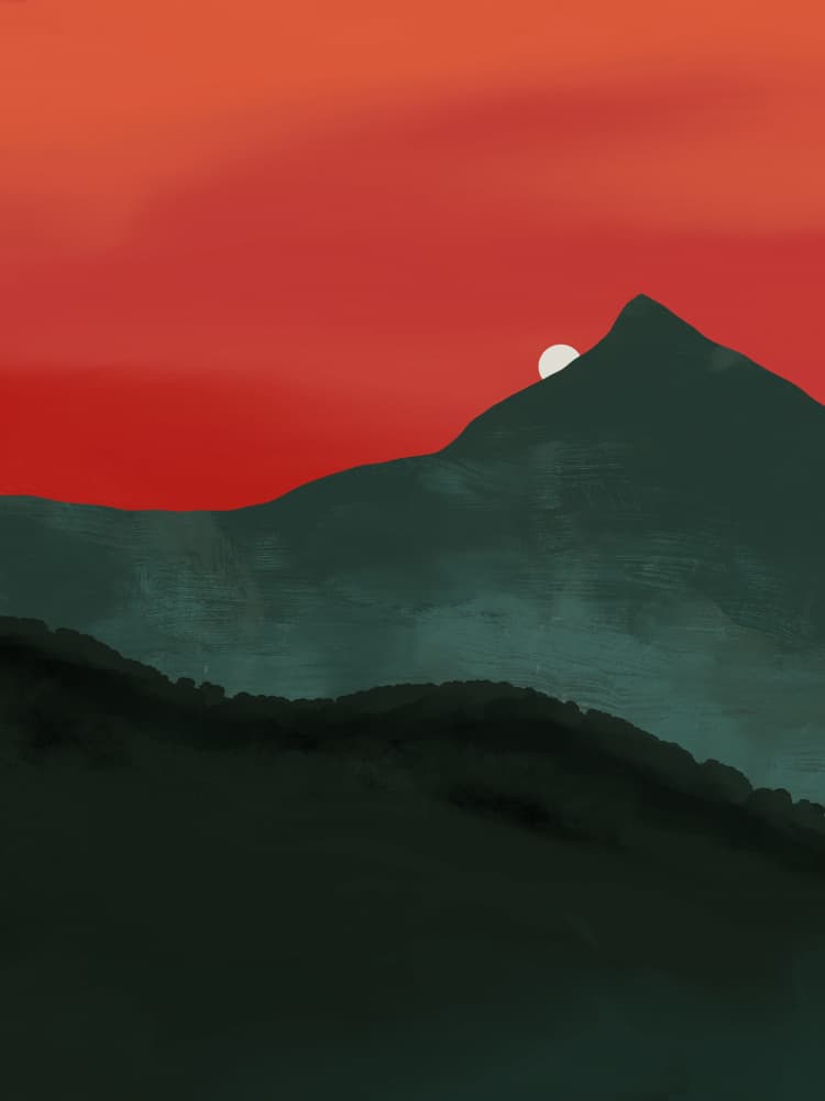 Red Sky Mountain Sunset by Little Dean — canvas wall art