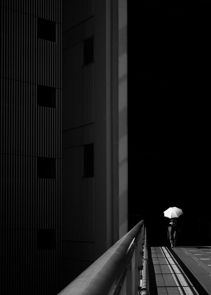 Solitary Umbrella Walker by Satoshi Hata — canvas wall art