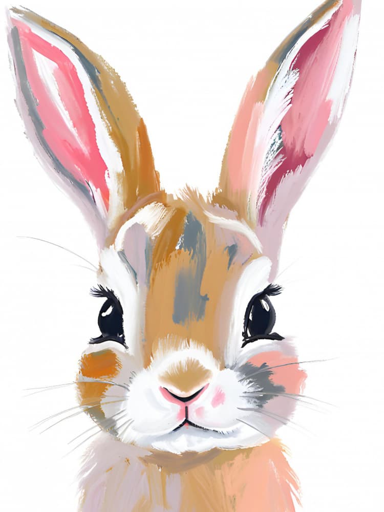 Cute Bunny Portrait by Ohkimiko — canvas wall art