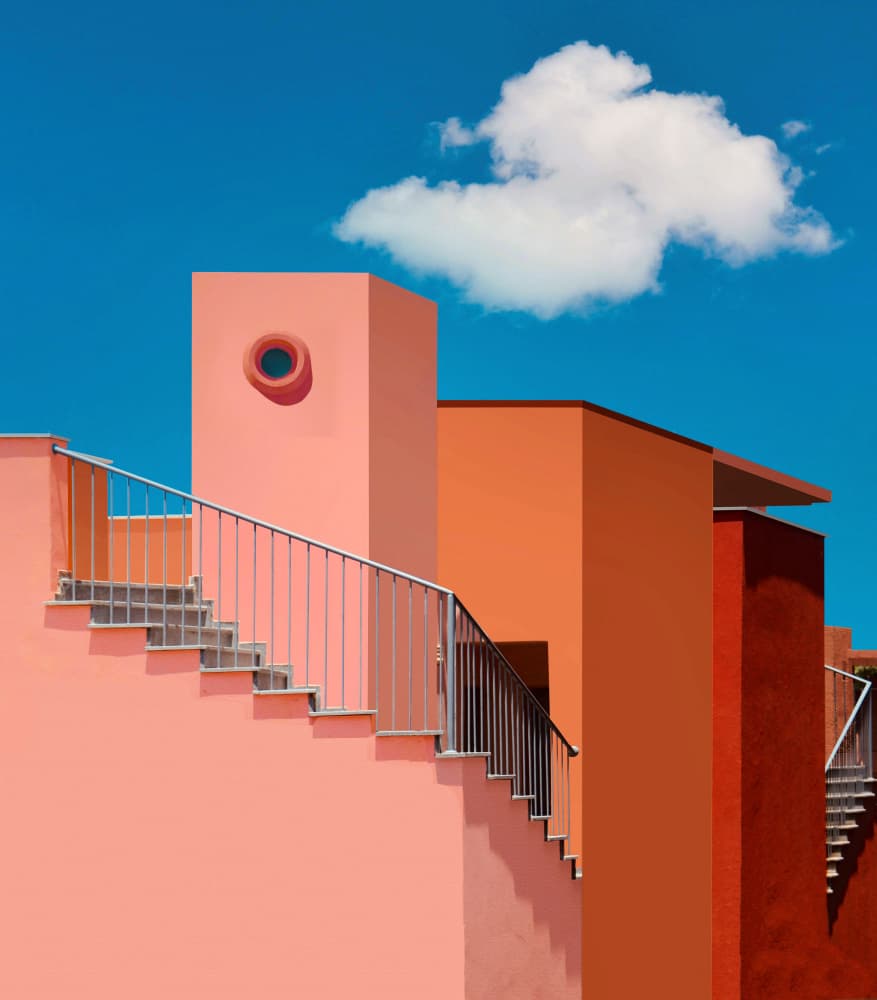 Colorful Geometric Steps by Arnon Orbach — canvas wall art
