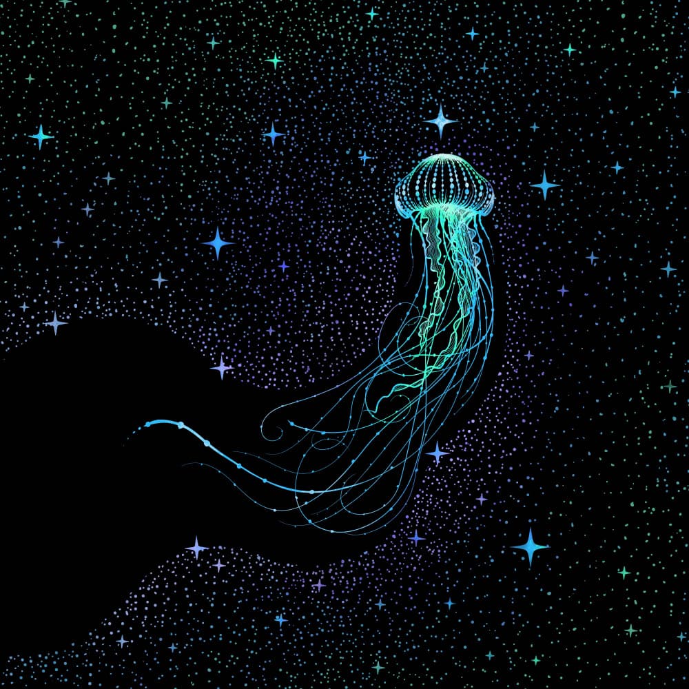 Glowing Cosmic Jellyfish by Alirıza ÇAKIR — canvas wall art