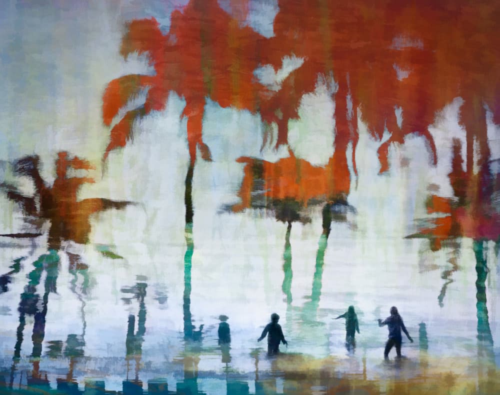 Tropical Sunset Wading by Shenshen Dou — canvas wall art