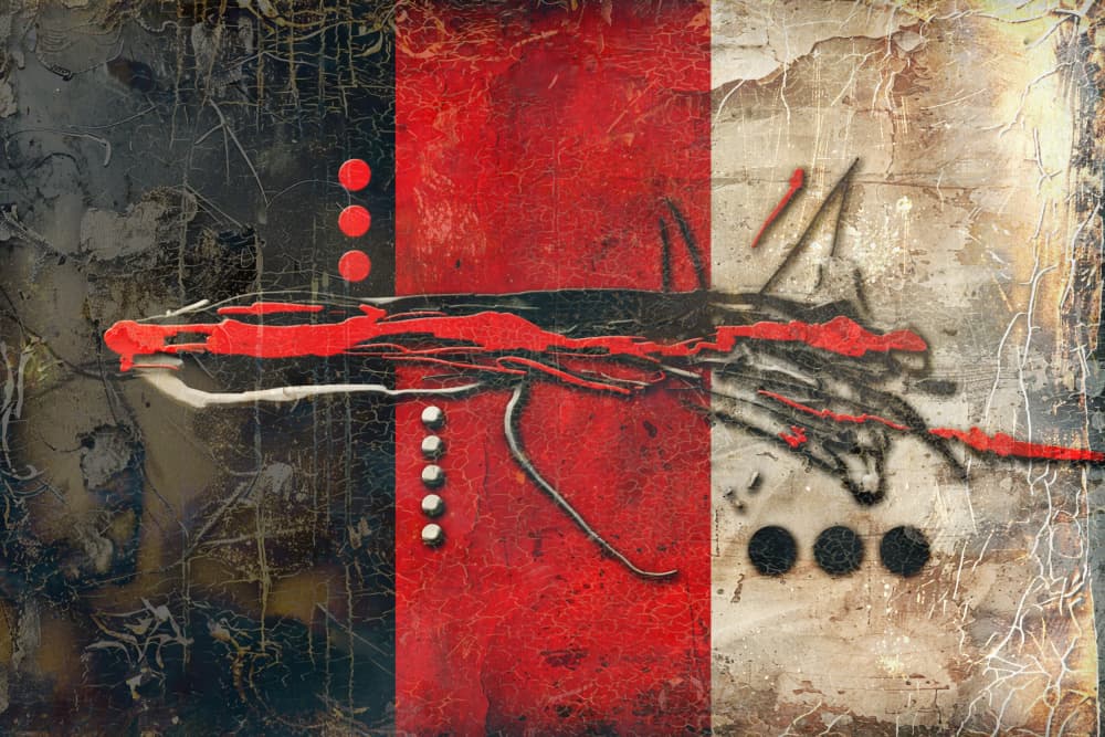 Textured Red Black Abstract by Rafal Kulik — canvas wall art