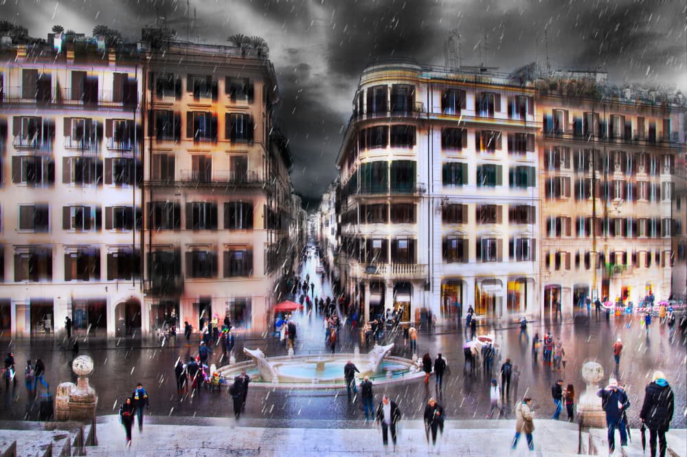 Rainy Day Spanish Steps by Nicodemo Quaglia — canvas wall art