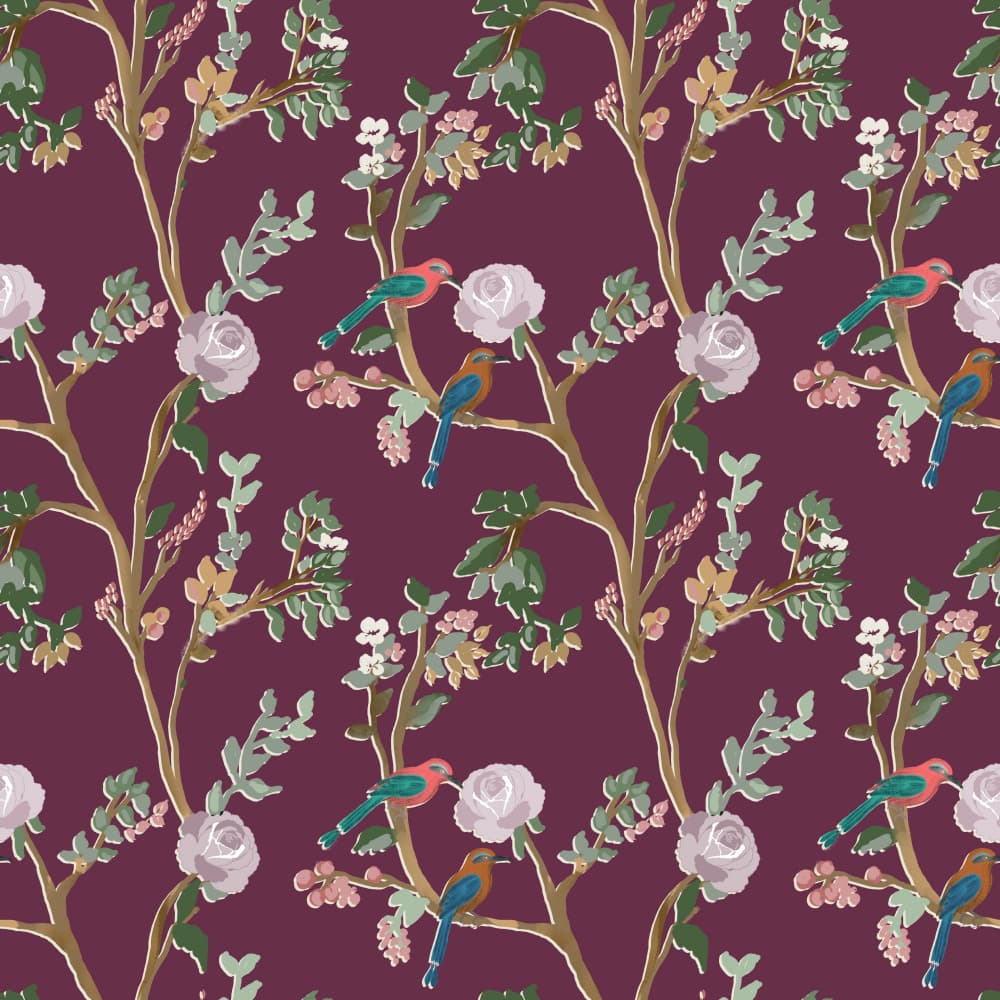 Birds on Rose Branches by Josie George — canvas wall art
