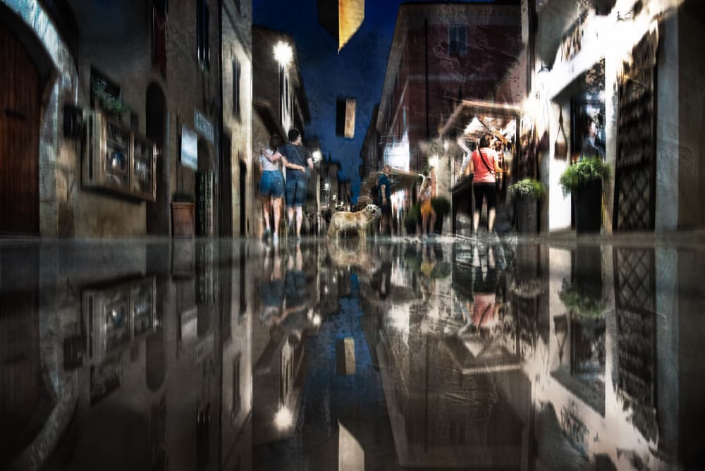 Night Street Reflection by Nicodemo Quaglia — canvas wall art
