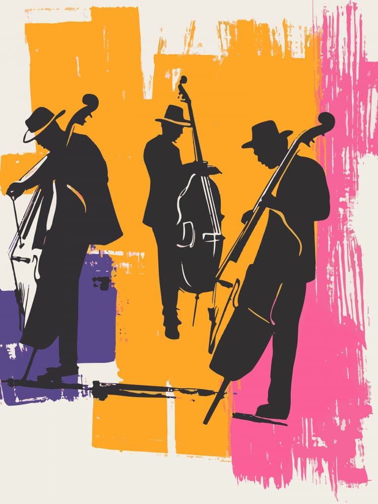 Vibrant Jazz Bass Players by Layla Oz — canvas wall art
