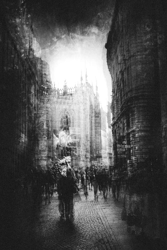 Black White City Motion by Antonio Grambone — canvas wall art