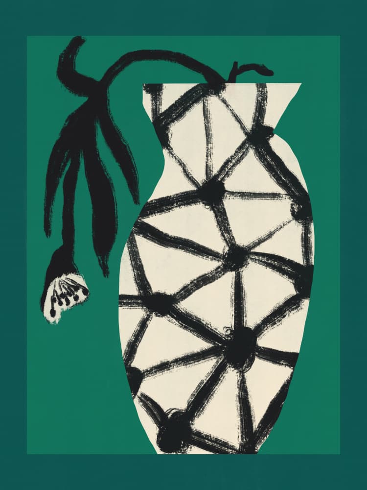 Green Vase Bloom by Little Dean — canvas wall art
