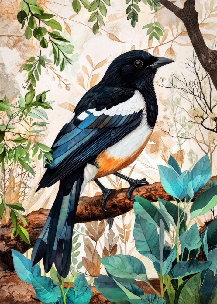 Watercolor Forest Bird by Justyna Jaszke — canvas wall art
