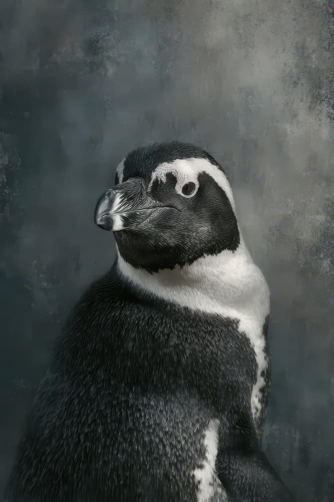 Elegant Penguin Gaze by Rafal Kulik — canvas wall art