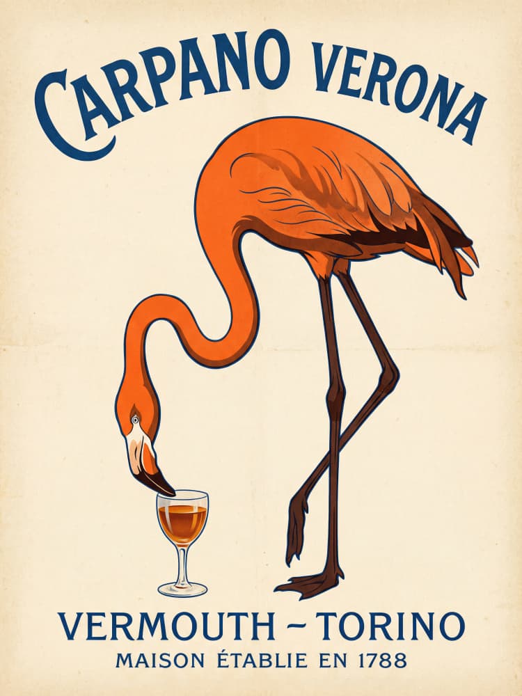 Flamingo Sipping Vermouth