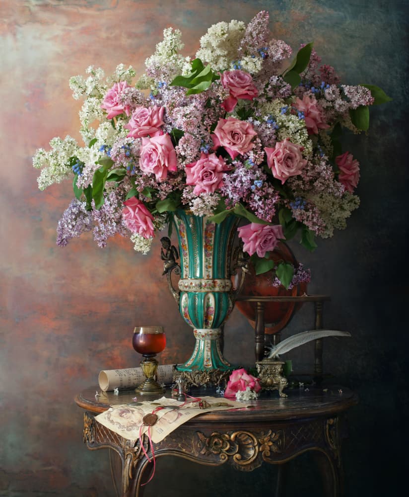 Classic Floral Still Life by Andrey Morozov — canvas wall art