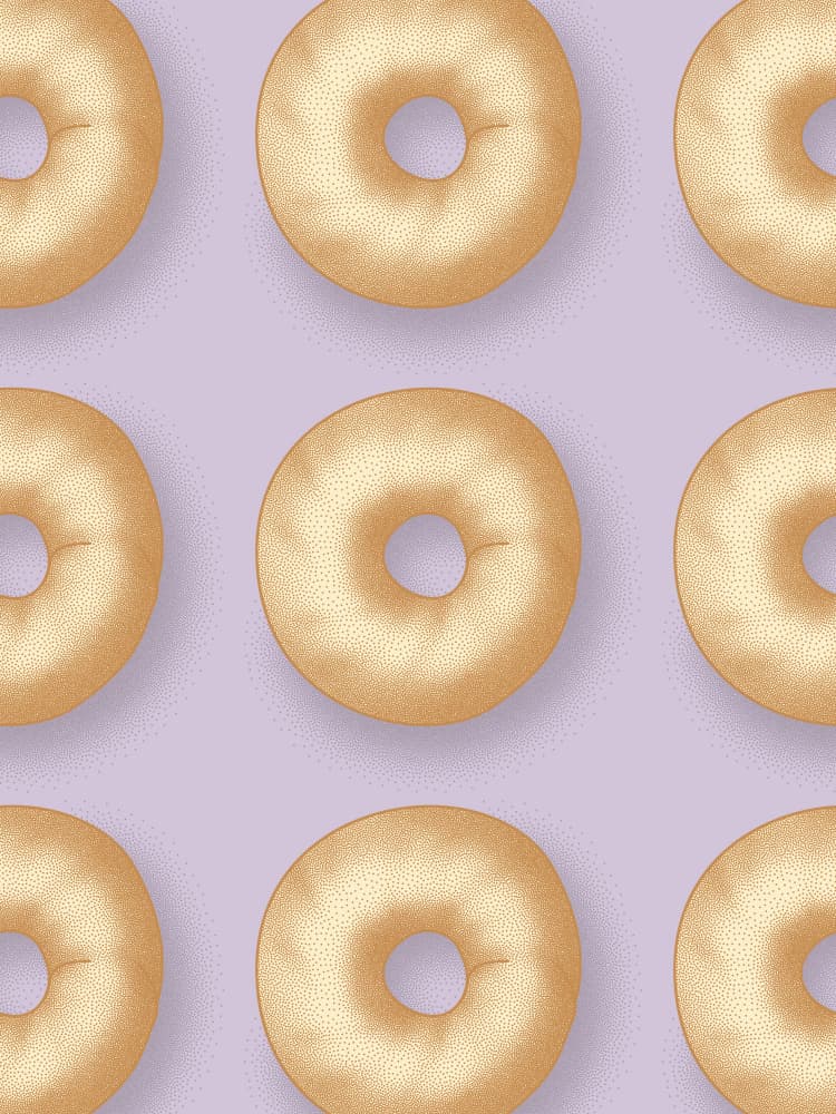 Sweet Bagels on Purple by Thoth Adan — canvas wall art