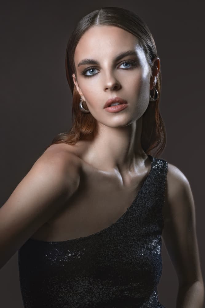 Elegant Sequin Portrait by Farid Kazamil — canvas wall art
