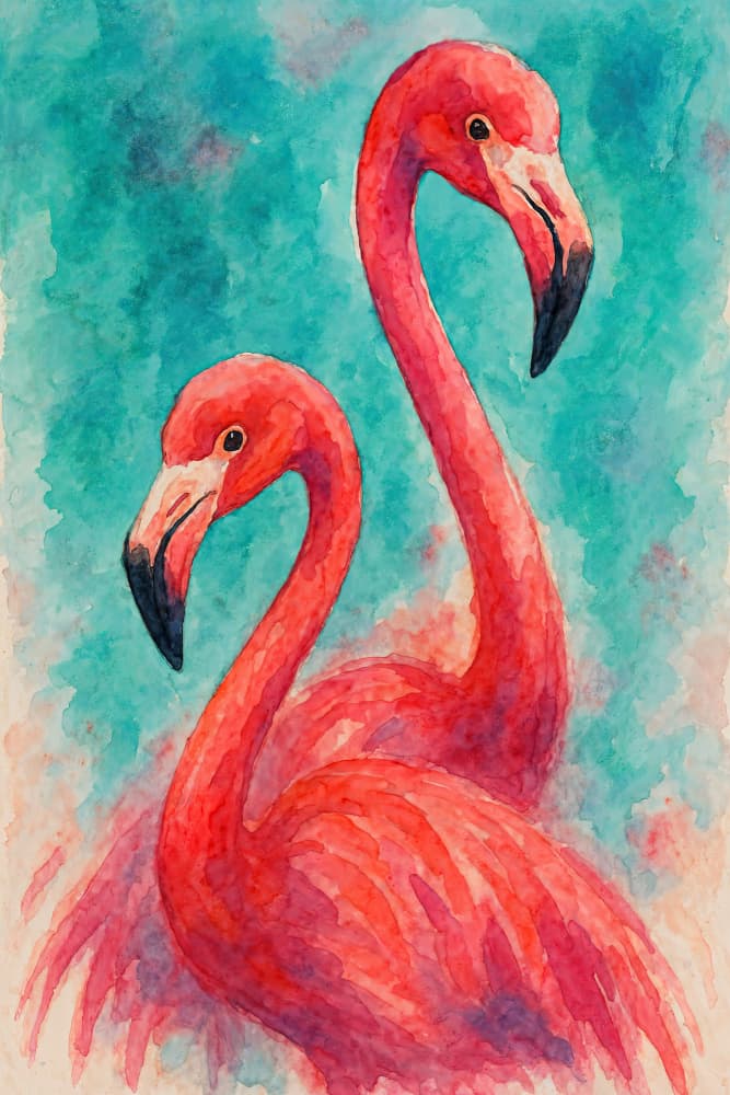 Tropical Pink Flamingos by Natalie Bruns — canvas wall art