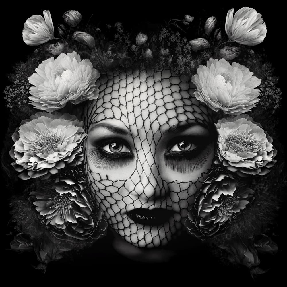 Dark Bloom Veil by Oren Hayman — canvas wall art