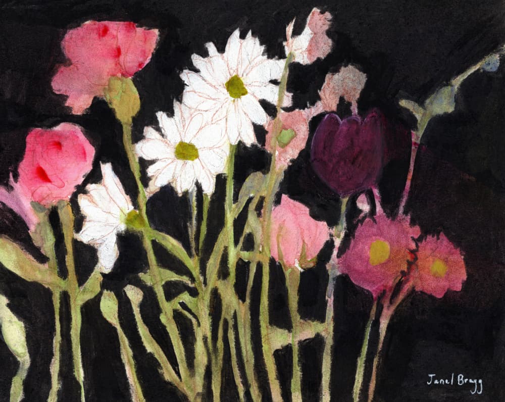 Moody Garden Blooms by Janel Bragg — canvas wall art