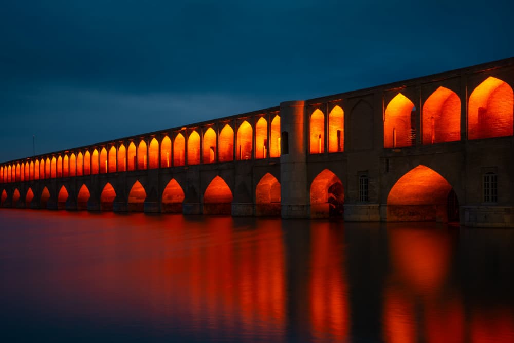 Historic Bridge Night Glow by Irene Wu — canvas wall art