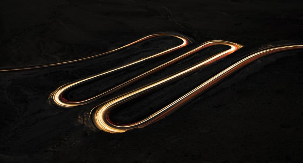 Winding Night Light Trails by Nadav Jonas — canvas wall art