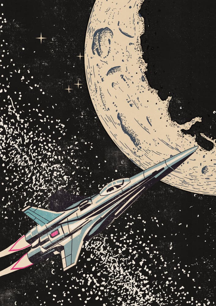Sci-Fi Moon Flight by Nicholas — canvas wall art