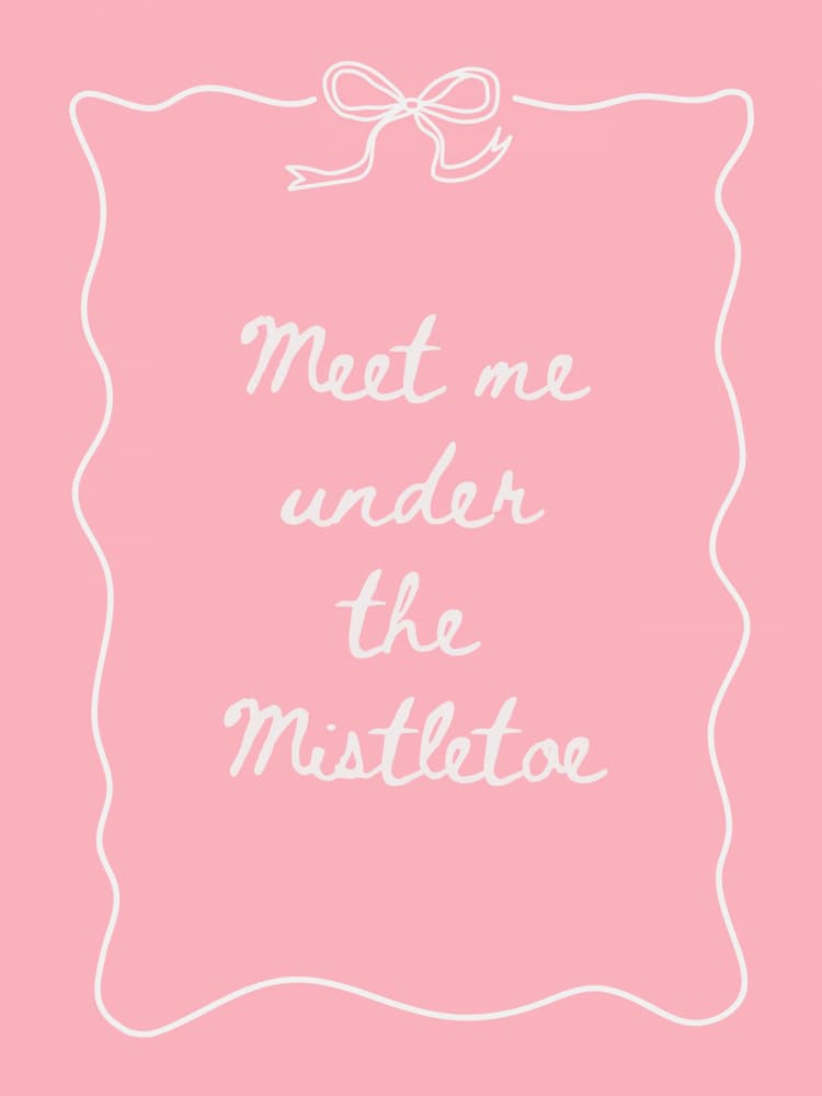 Pink Mistletoe Quote by Jolly and Dash — canvas wall art