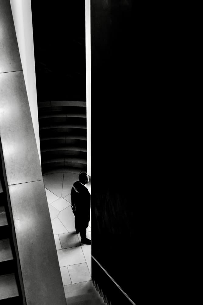 Solitary Figure Modern Space by Heike Wolters-Wrase — canvas wall art