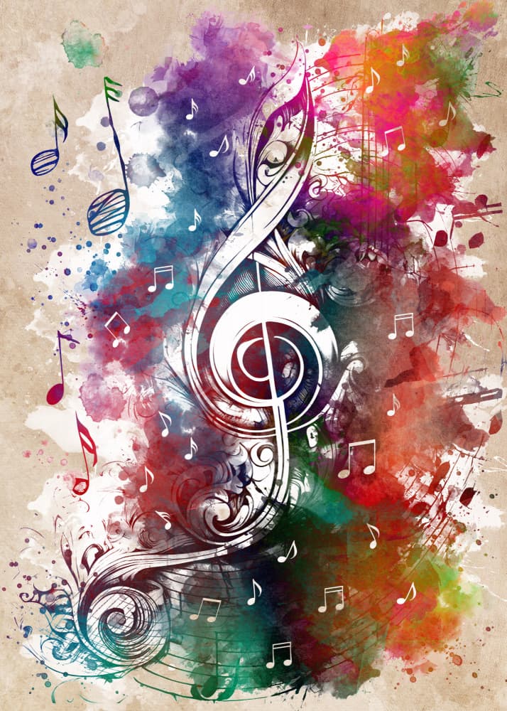 Vibrant Treble Clef by Justyna Jaszke — canvas wall art