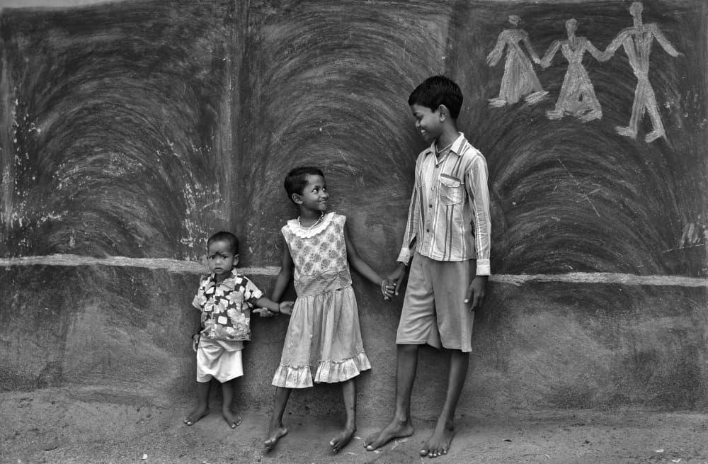 Happy Children Holding Hands by Avishek Das — canvas wall art