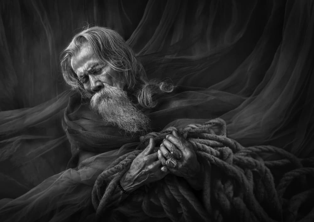 Pensive Old Man by Sebastian Kisworo — canvas wall art