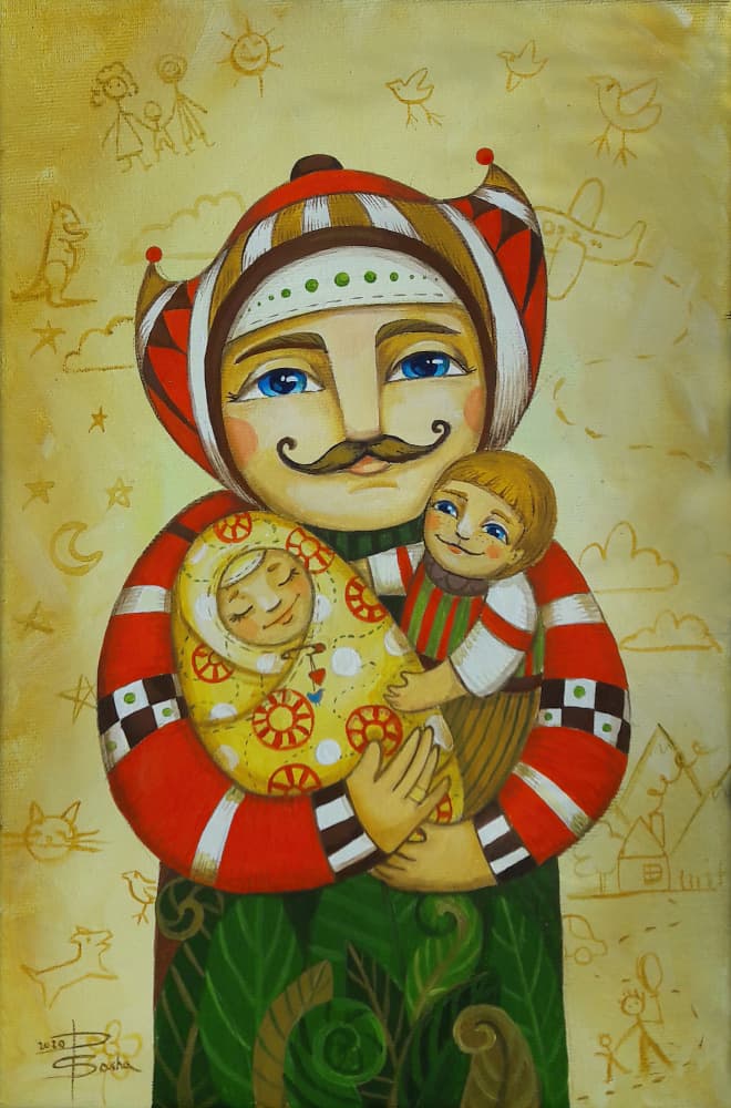 Father's Gentle Embrace by Aleksandra Paranchenko — canvas wall art