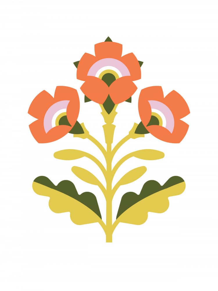 Orange Floral Design by Tetiana Kava Illustration — canvas wall art