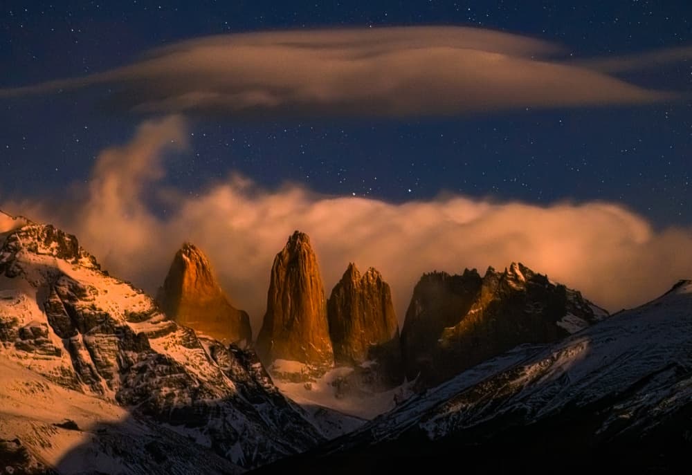Patagonia Night Peaks by Yanny Liu — canvas wall art