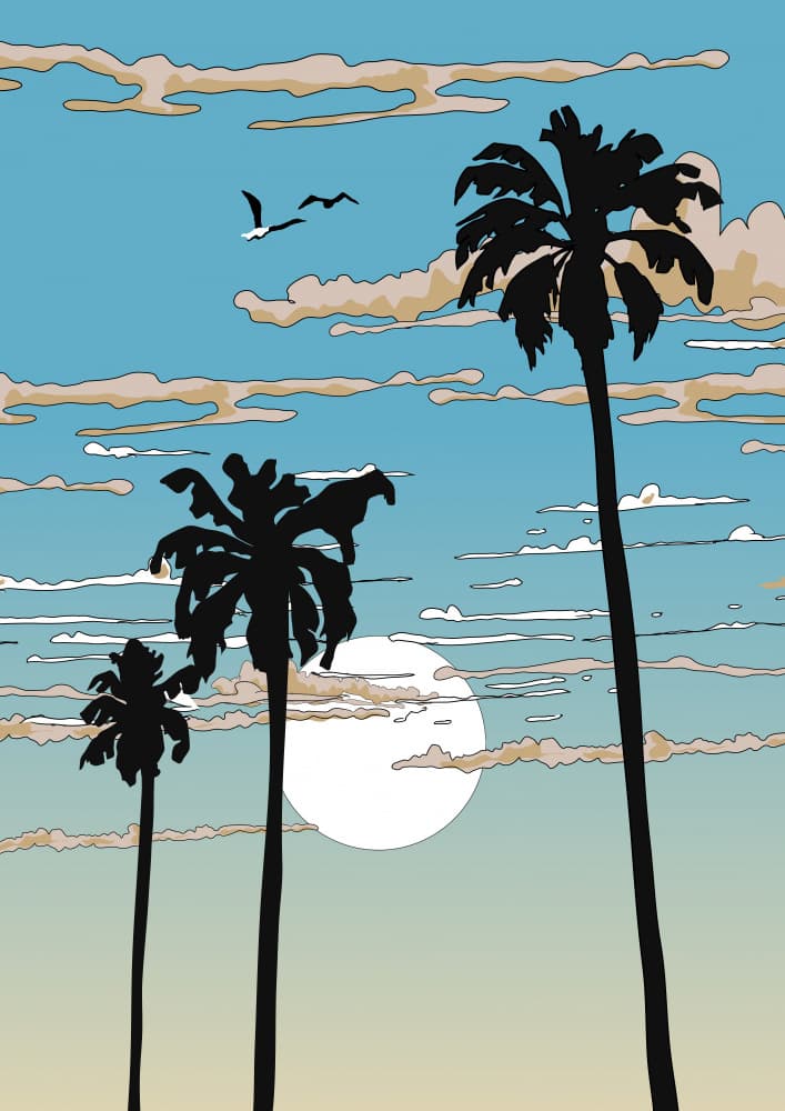 Tropical Sunset Palms by Nicholas — canvas wall art