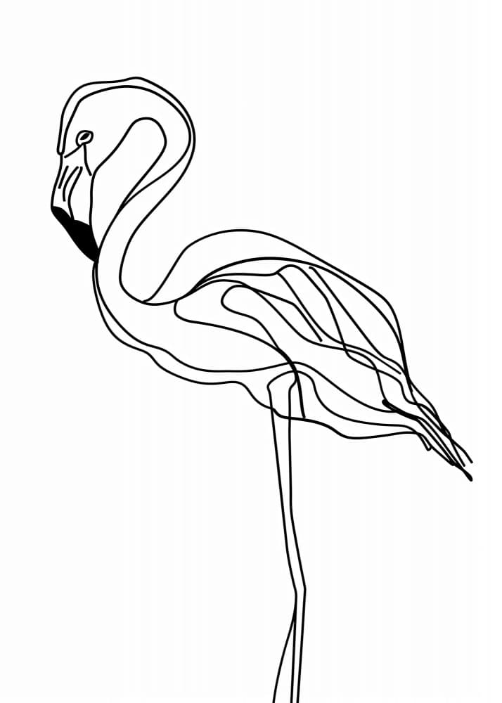 Graceful Flamingo Drawing by Justyna Jaszke — canvas wall art