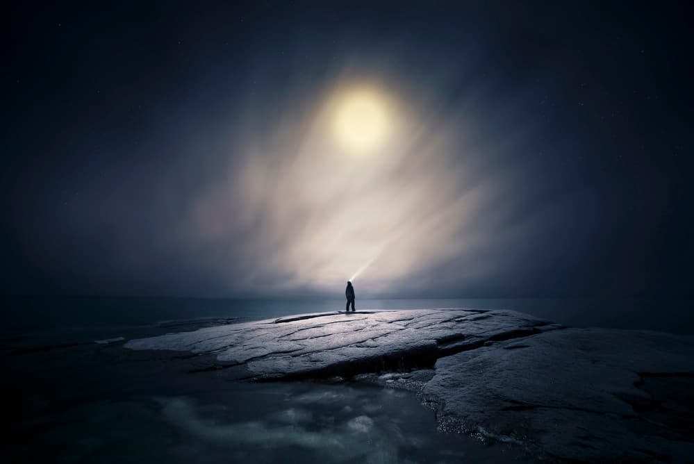 Lone Figure Moonlight by Mika Suutari — canvas wall art